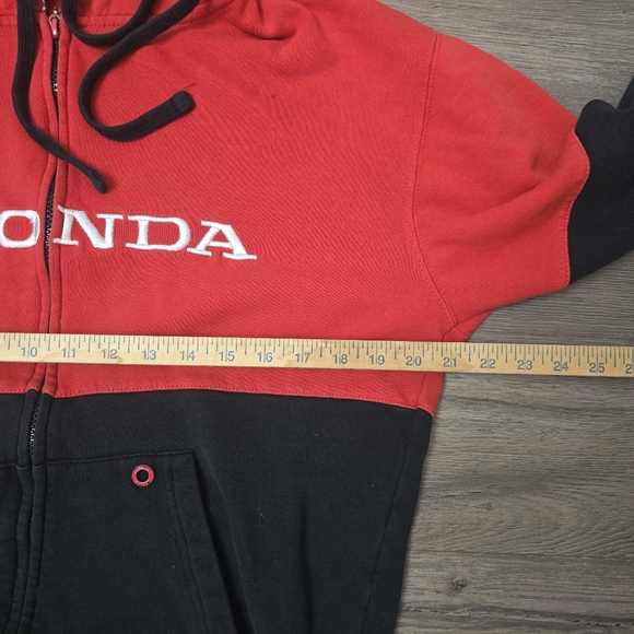 Honda Y2K Hoodie Zipper Front Red Black Zipper Front Medium Moto Streetwear - Picture 4 of 10